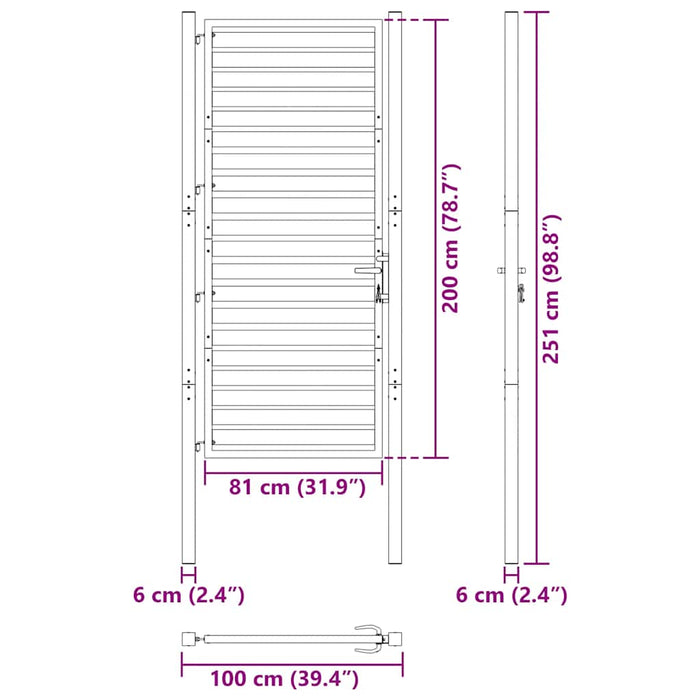 Poarta de gradina incuiata neagra 100x200 cm aluminiu - WALTI WALTI