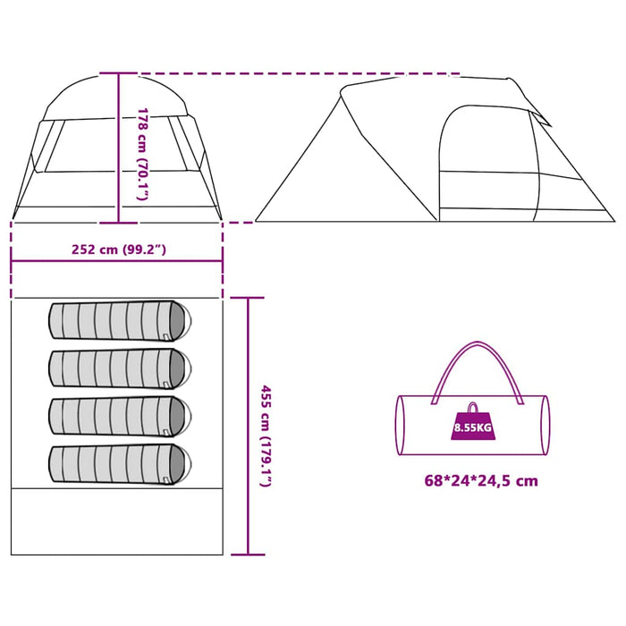 Cort cu dome cu acoperiș albastru 336 x 243 x 182 cm - WALTI WALTI
