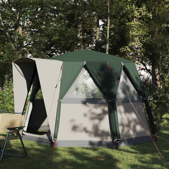Cort cabană pentru 3 persoane Verde și alb 320 x 320 x 203 cm - WALTI WALTI