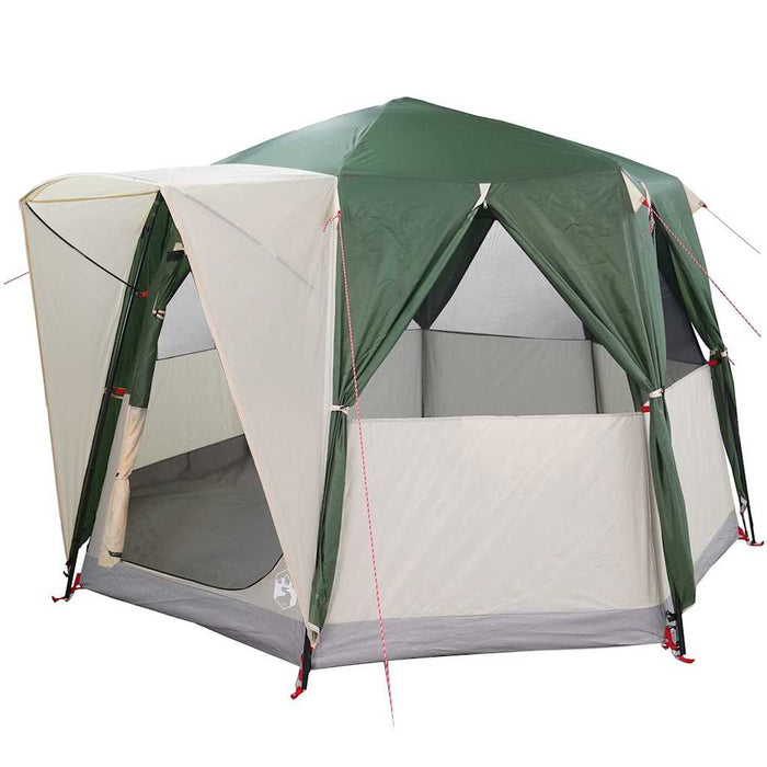 Cort cabană pentru 3 persoane Verde și alb 320 x 320 x 203 cm - WALTI WALTI