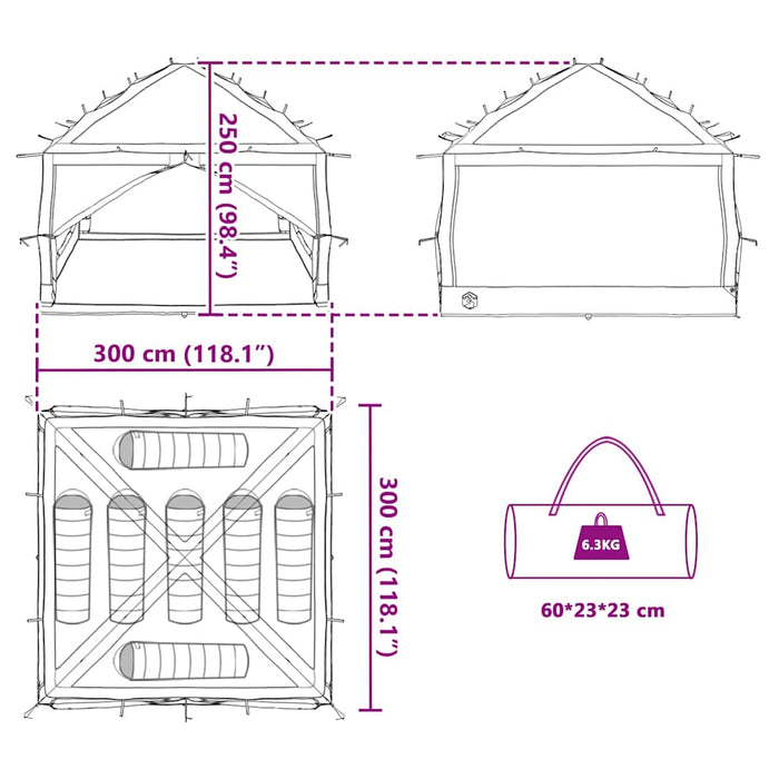 Cort interior cu acoperiș Gri și Portocalie 300 x 300 x 250 cm - WALTI WALTI
