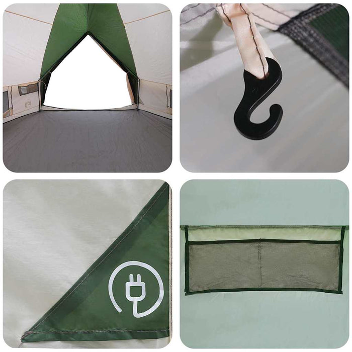 Cort Teepee cu acoperiș Verde și alb 490 x 410 x 210 cm - WALTI WALTI