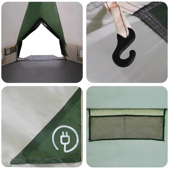 Cort Teepee cu acoperiș Verde și alb 490 x 410 x 210 cm - WALTI WALTI