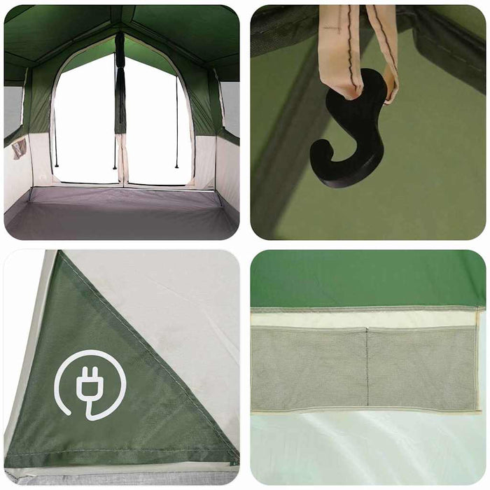 Cort de Familie cu acoperiș Verde și alb 324 x 255 x 230 cm - WALTI WALTI