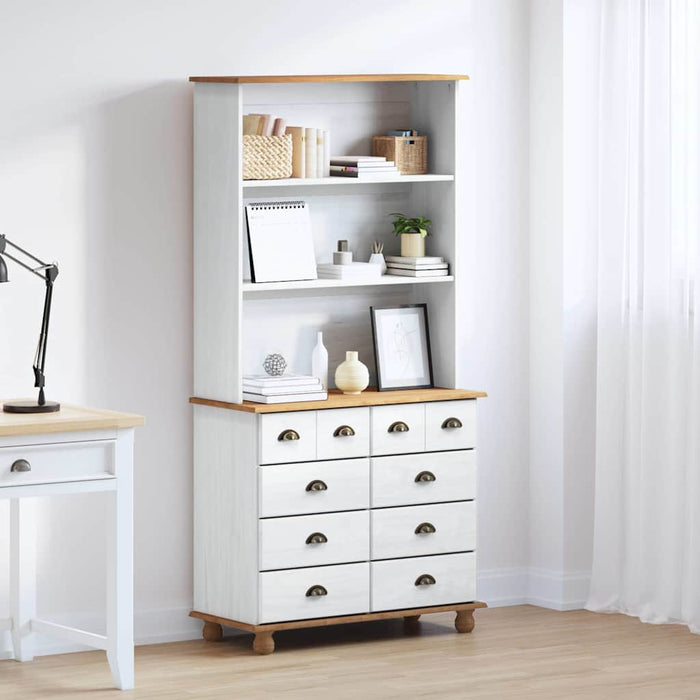 Hutch cu sertar ASKIM Alb 91 x 40 x 184 cm Lemn de pin masiv WALTI