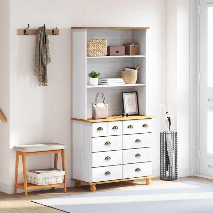 Hutch cu sertar ASKIM Alb 91 x 40 x 184 cm Lemn de pin masiv WALTI