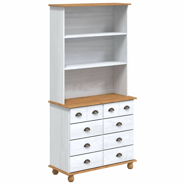 Hutch cu sertar ASKIM Alb 91 x 40 x 184 cm Lemn de pin masiv WALTI