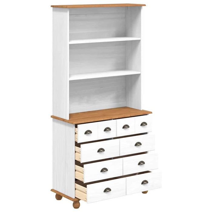 Hutch cu sertar ASKIM Alb 91 x 40 x 184 cm Lemn de pin masiv WALTI