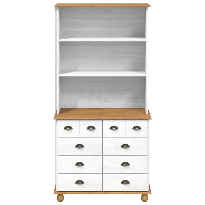 Hutch cu sertar ASKIM Alb 91 x 40 x 184 cm Lemn de pin masiv WALTI