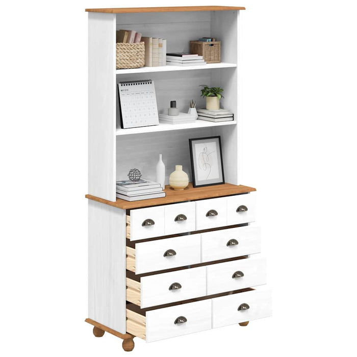 Hutch cu sertar ASKIM Alb 91 x 40 x 184 cm Lemn de pin masiv WALTI