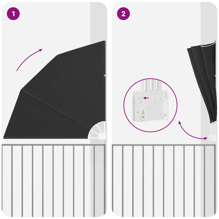 Ecran de intimitate pentru balcon 140 x 140 cm Poliester Negru WALTI