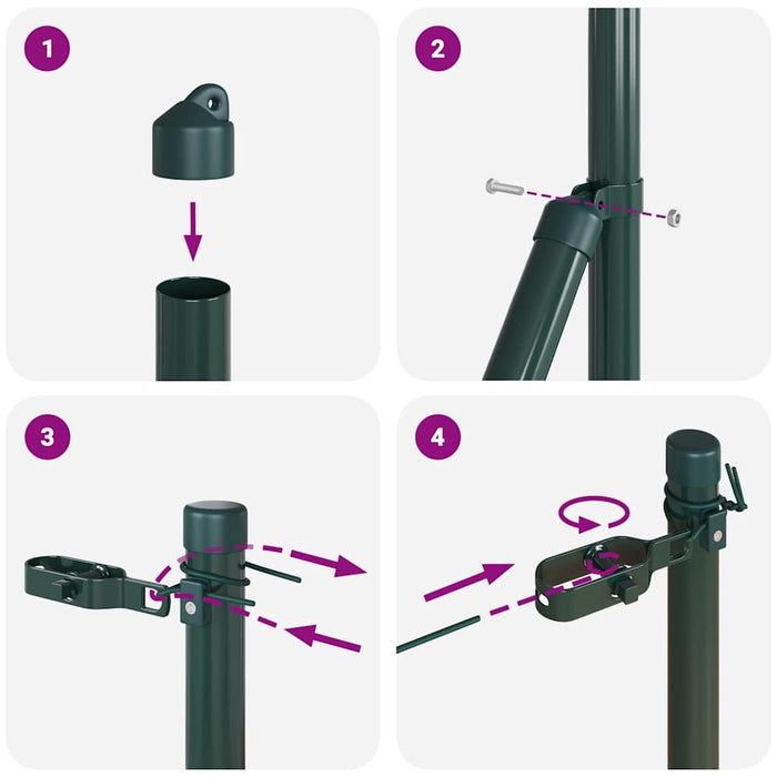Stâlp de gard. 7 pcs Verde Oțel - WALTI WALTI