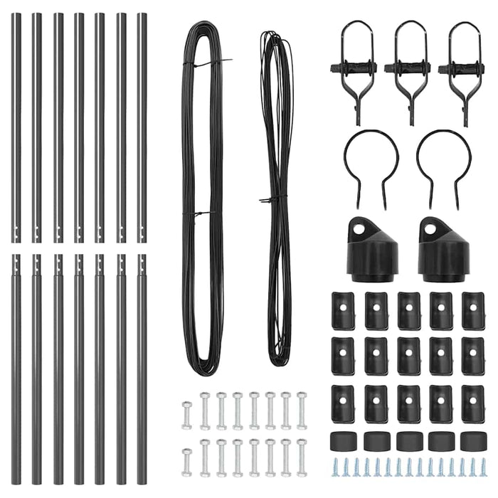 Stâlp de gard. 7 pcs Gri Oțel - WALTI WALTI
