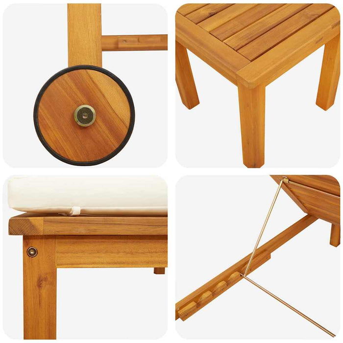 Șezlong 3 pcs Maro Lemn Solid de Acacia - WALTI WALTI