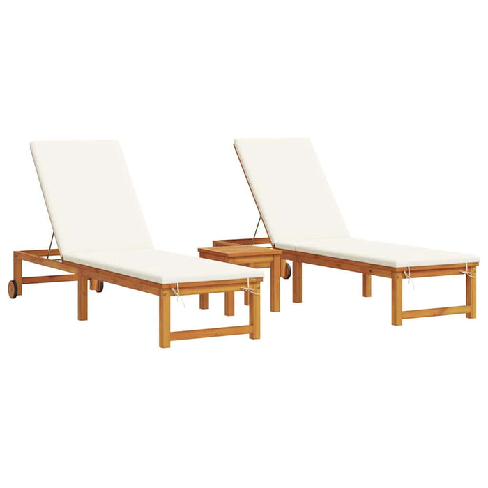 Șezlong 3 pcs Maro Lemn Solid de Acacia - WALTI WALTI