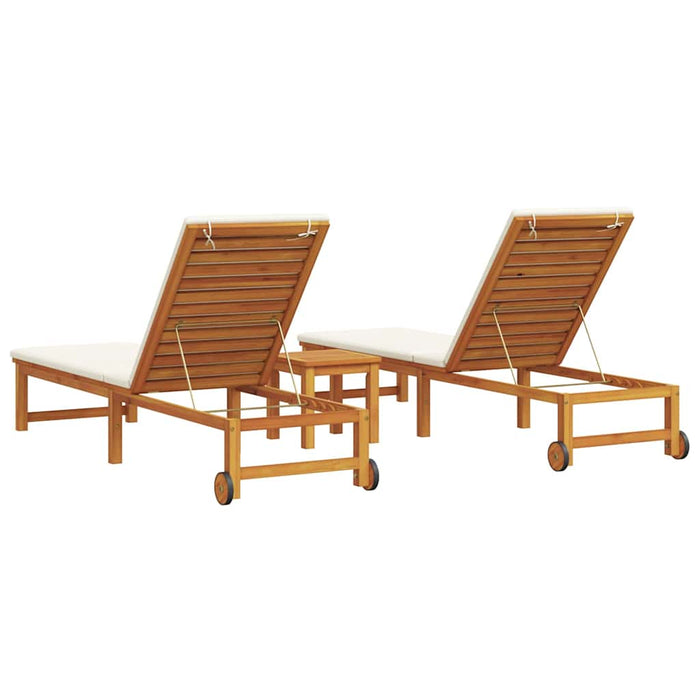 Șezlong 3 pcs Maro Lemn Solid de Acacia - WALTI WALTI