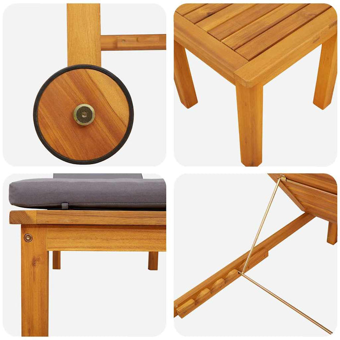Șezlong 3 pcs Maro Lemn Solid de Acacia WALTI
