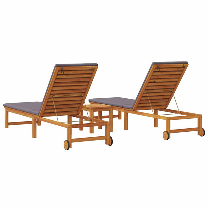 Șezlong 3 pcs Maro Lemn Solid de Acacia WALTI