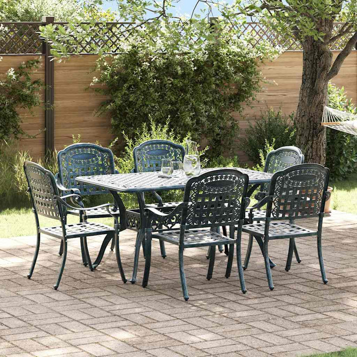 Set de masă pentru grădină 7 buc. Verde Aluminiu WALTI