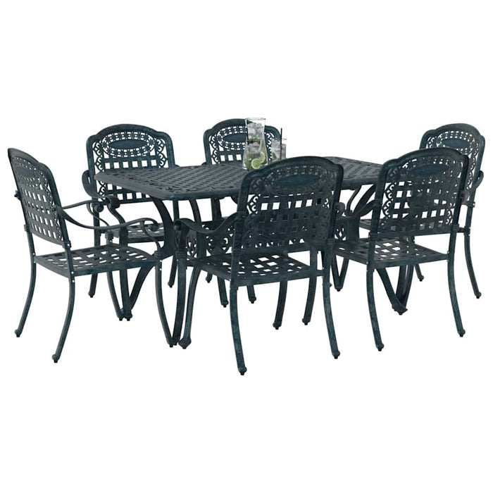 Set de masă pentru grădină 7 buc. Verde Aluminiu WALTI