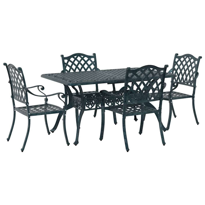 Set de masă pentru grădină 5 pcs Verde Aluminiu WALTI