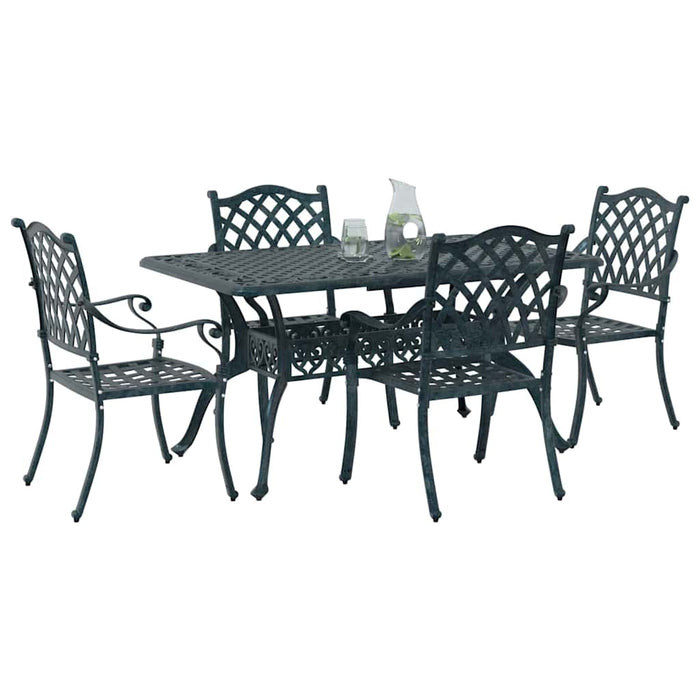 Set de masă pentru grădină 5 pcs Verde Aluminiu WALTI