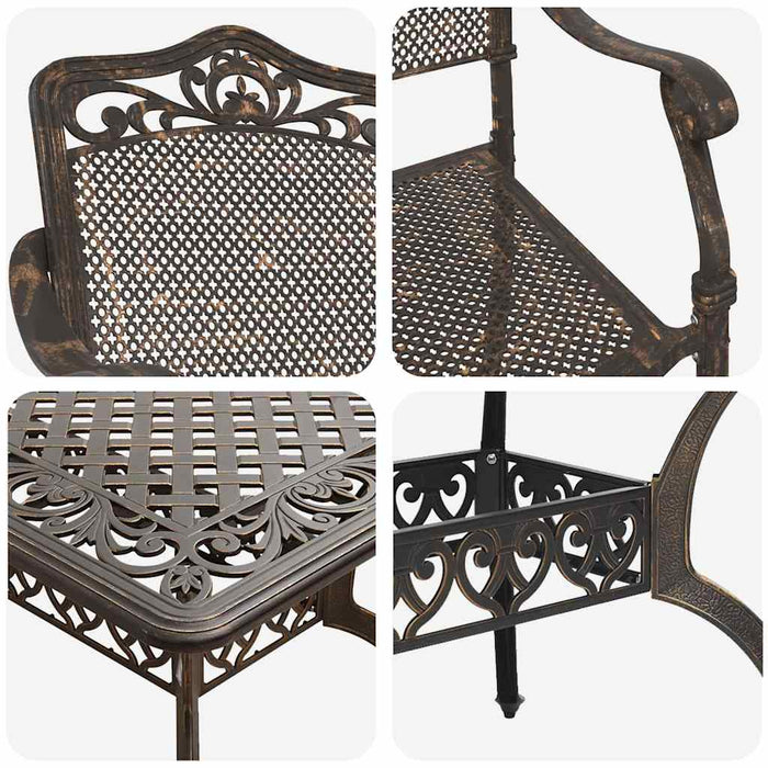 Set de masă pentru grădină 5 pcs Bronz Aluminiu - WALTI WALTI