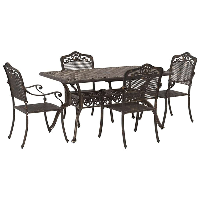 Set de masă pentru grădină 5 pcs Bronz Aluminiu - WALTI WALTI
