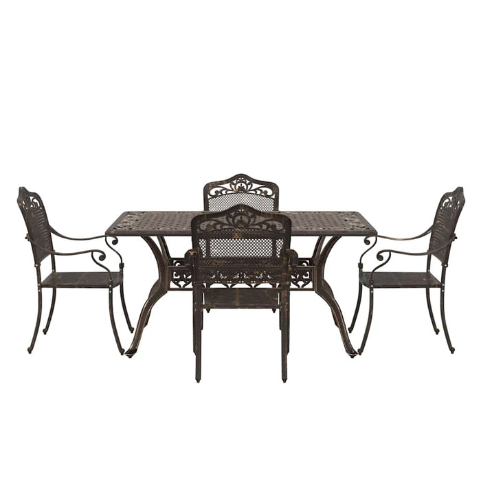 Set de masă pentru grădină 5 pcs Bronz Aluminiu - WALTI WALTI