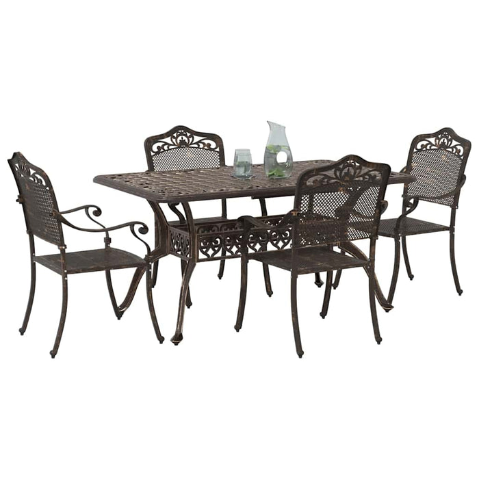 Set de masă pentru grădină 5 pcs Bronz Aluminiu - WALTI WALTI