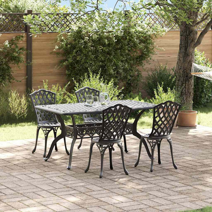 Set de masă pentru grădină 5 pcs Negru Aluminiu - WALTI WALTI