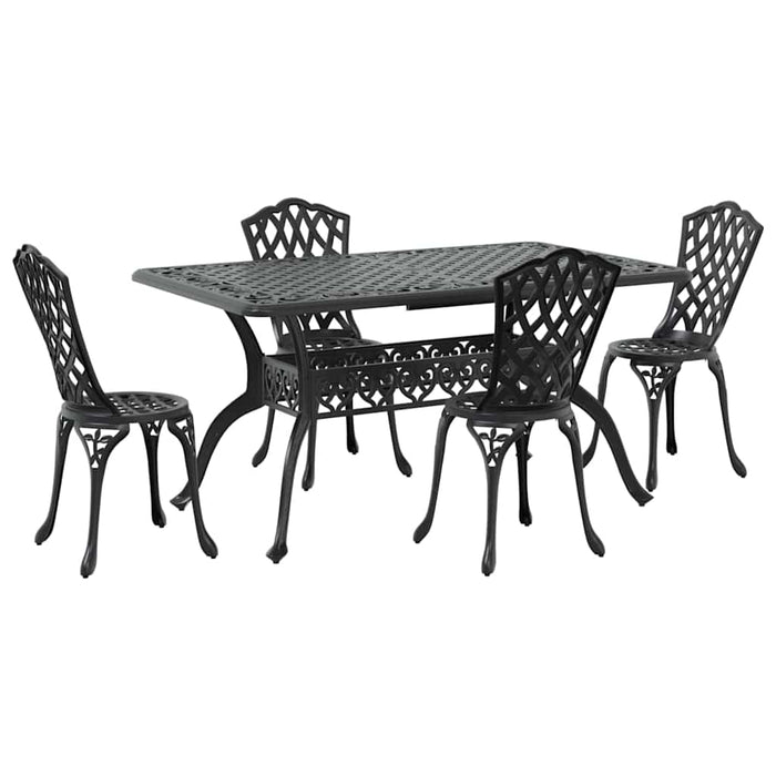 Set de masă pentru grădină 5 pcs Negru Aluminiu - WALTI WALTI