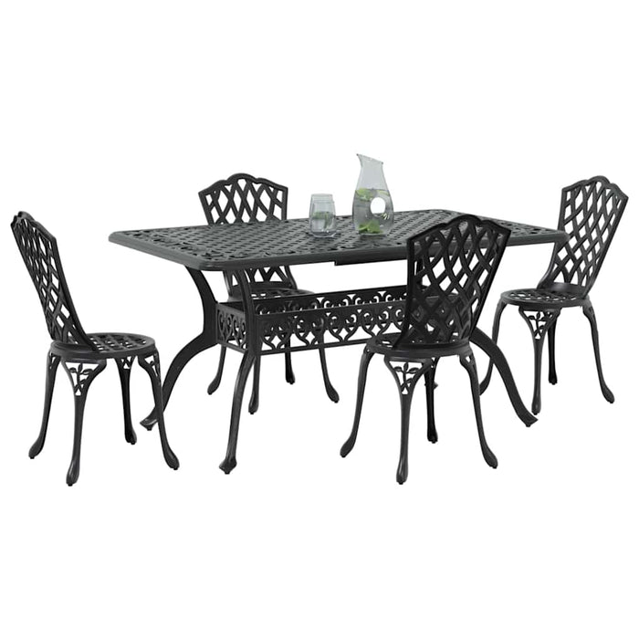Set de masă pentru grădină 5 pcs Negru Aluminiu - WALTI WALTI