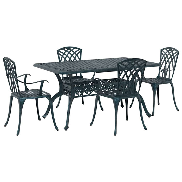 Set de masă pentru grădină 5 pcs Verde Aluminiu WALTI