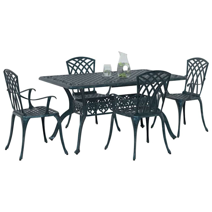 Set de masă pentru grădină 5 pcs Verde Aluminiu WALTI