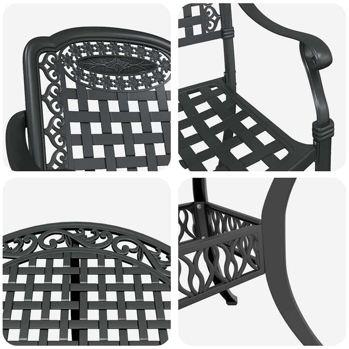 Set de masă pentru grădină 5 buc. Negru Aluminiu WALTI