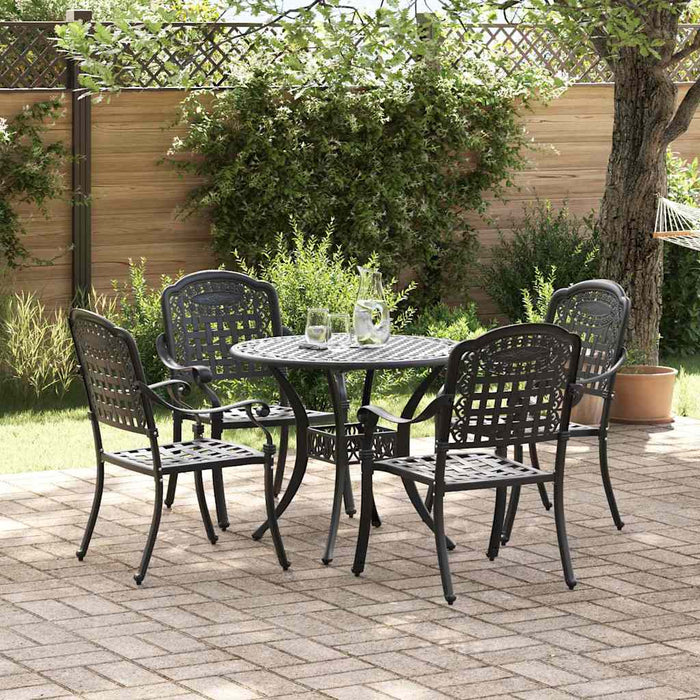 Set de masă pentru grădină 5 buc. Negru Aluminiu WALTI