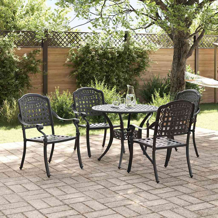 Set de masă pentru grădină 5 buc. Negru Aluminiu WALTI