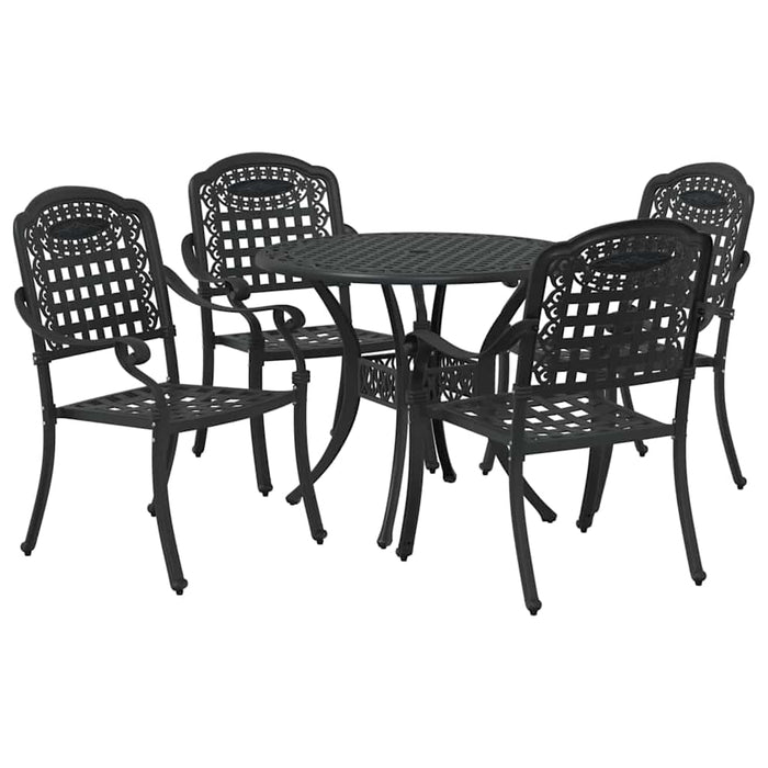 Set de masă pentru grădină 5 buc. Negru Aluminiu WALTI