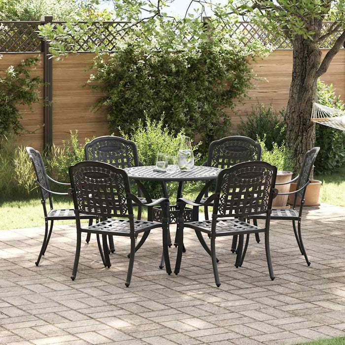 Set de masă pentru grădină 7 buc. Negru Aluminiu WALTI