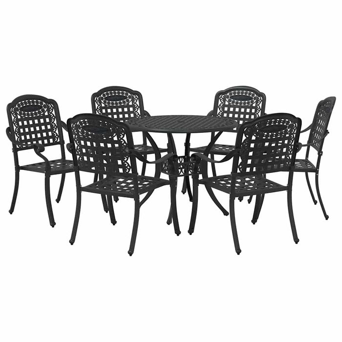 Set de masă pentru grădină 7 buc. Negru Aluminiu WALTI