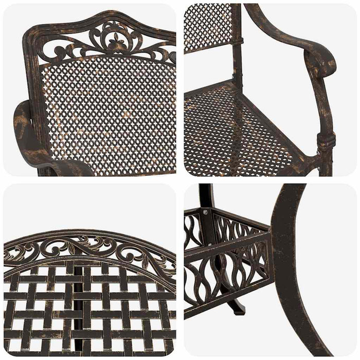 Set de masă pentru grădină 5 pcs Bronz Aluminiu - WALTI WALTI