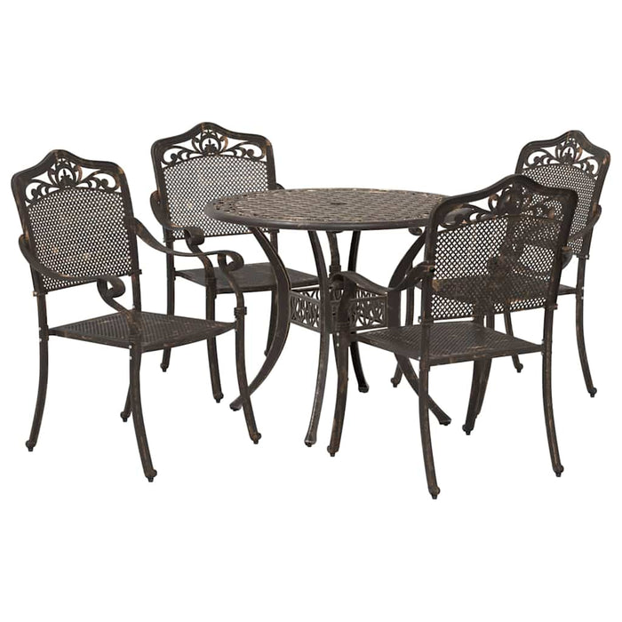 Set de masă pentru grădină 5 pcs Bronz Aluminiu - WALTI WALTI
