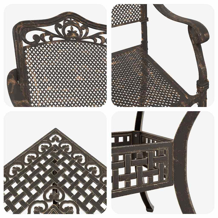 Set masă de grădină 5 pcs Bronz Aluminiu turnat - WALTI WALTI