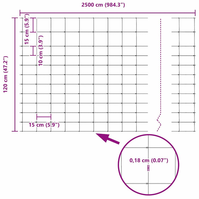 Gard pentru câmp Argintiu 25 x 1,2 m Oțel galvanizat - WALTI WALTI