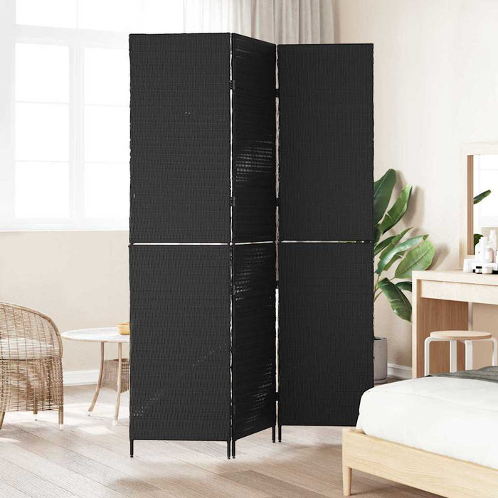 Separator de cameră Pliere Manual Negru 146 x 180 cm poliratan - WALTI WALTI