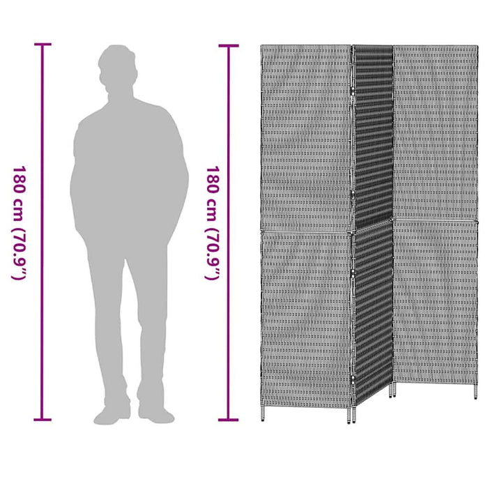 Separator de cameră Pliere Manual Gri 147 x 180 cm poliratan - WALTI WALTI