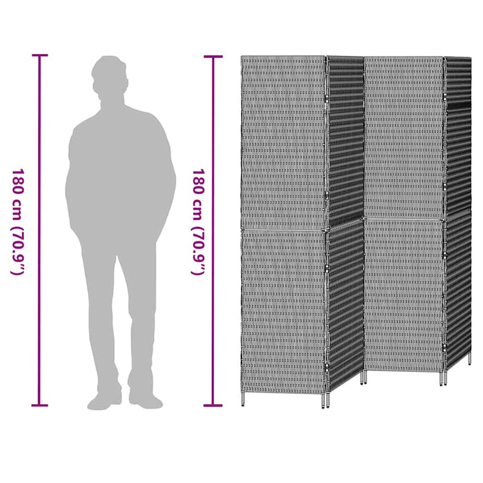 Separator de cameră Manual Negru 195 x 180 cm poliratan - WALTI WALTI
