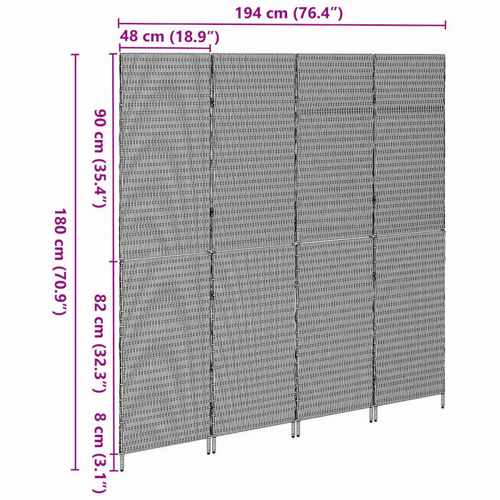 Separator de cameră Manual Negru 195 x 180 cm poliratan - WALTI WALTI