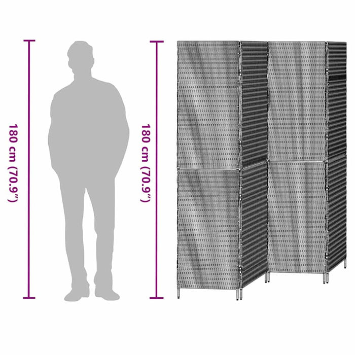 Separator de cameră Pliere Manual Maro 195 x 180 cm poliratan - WALTI WALTI